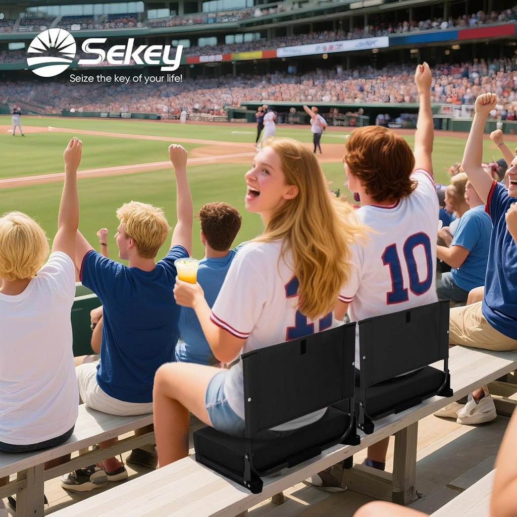 Stadium Seats - Padded Portable Bleacher Chair with Back Support & Handle Strap | 18.4in Wide for Sports & Outdoor Events