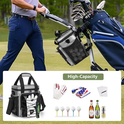 PGmoon Insulated Golf Cart Cooler, 12-Can Leakproof Soft Cooler Bag Suitable for Golf Push Cart