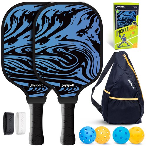 Pickleball Paddles Set of 2, Fiberglass Surface & Polypropylene Honeycomb Core, Lightweight 7.5oz, Cushioned Grip & Large Sweet Spot, Pickle Ball Rackets with 4 Balls and Bag for Beginner Men Women