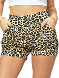 Conceited Women's High Rise Shorts - Ultra Soft Stretch Fabric with Pockets - Casual Pleated Design