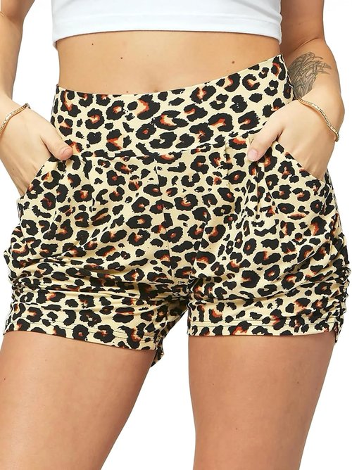 Conceited Women's High Rise Shorts - Ultra Soft Stretch Fabric with Pockets - Casual Pleated Design