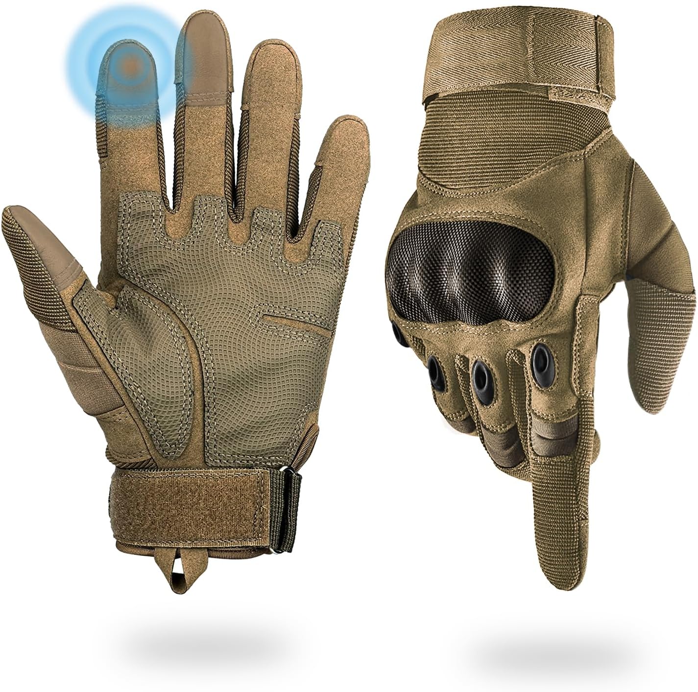 Skiennix Tactical Gloves - Hard Shell Knuckle Protection | Leather Palm for Shooting & Motorcycle Sports
