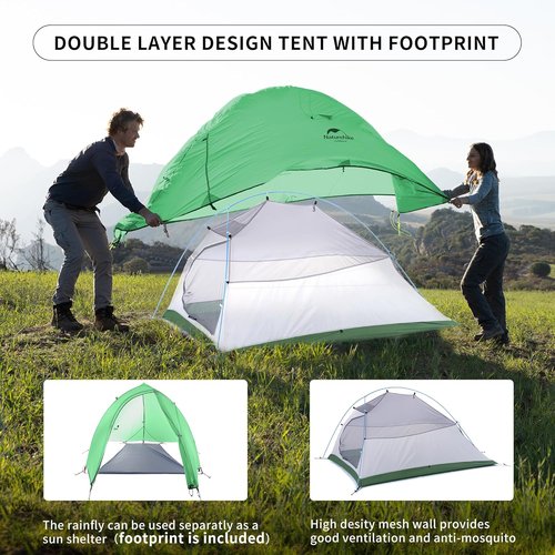 Naturehike Cloud-Up 2 Person Tent - Ultralight Backpacking Tent with Footprint for Camping & Hiking