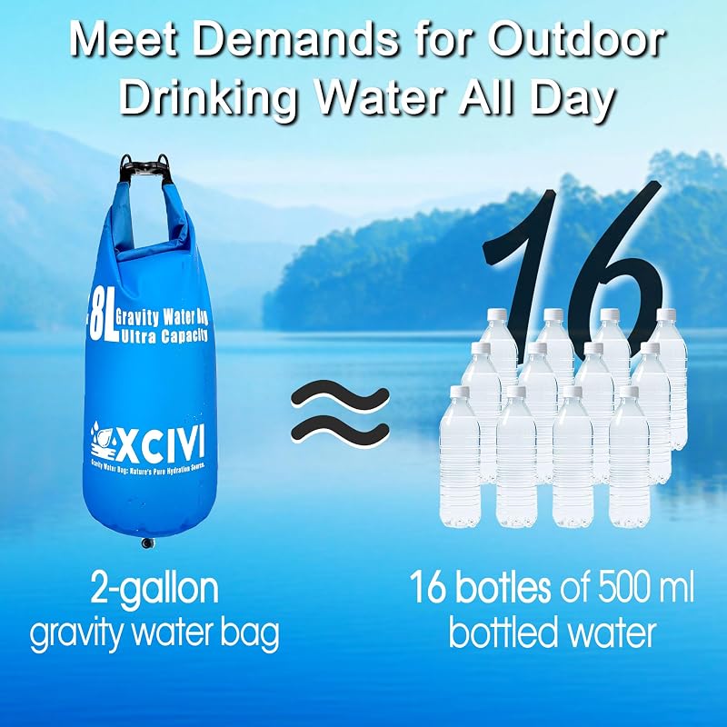 8L Gravity Water Bag for Membrane Solutions Straw Water Filter System