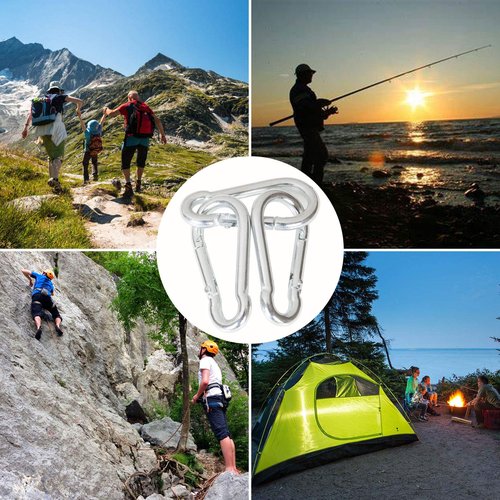 60Pcs Stainless Steel Carabiner Clip Spring-Snap Hook 1/4 in, M6 x 2 3/8 Inch Small Heavy Duty Carabiner Clips for Hammock, Punching Bag, Swing, Gym