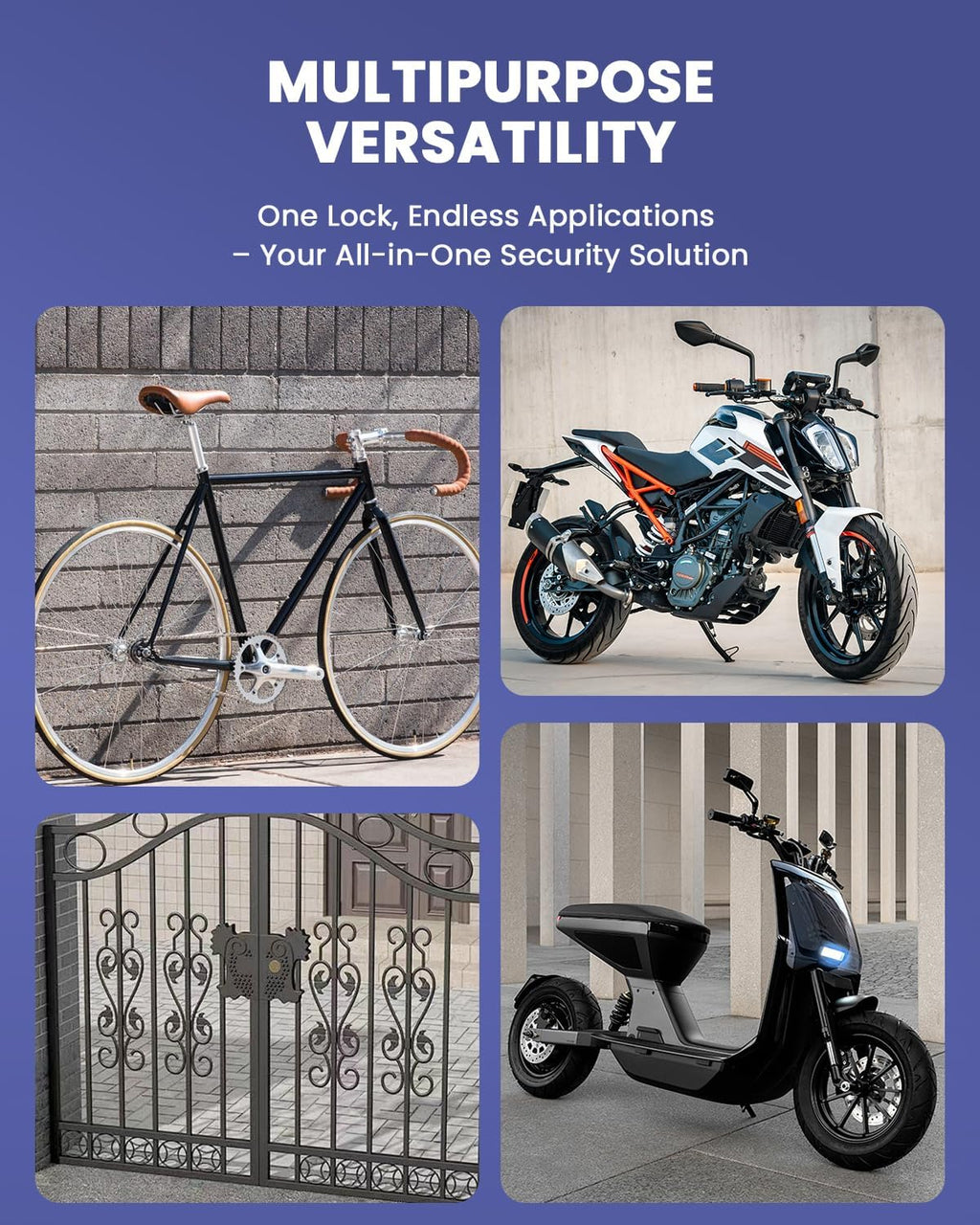 ONVIAN Heavy Duty Bike Lock - 5 Digit Combination, 3.2Ft Long Chain for High Security | Keyless for Ebike, Bicycle, Scooter, Motorcycle, Door, Gate, Fence
