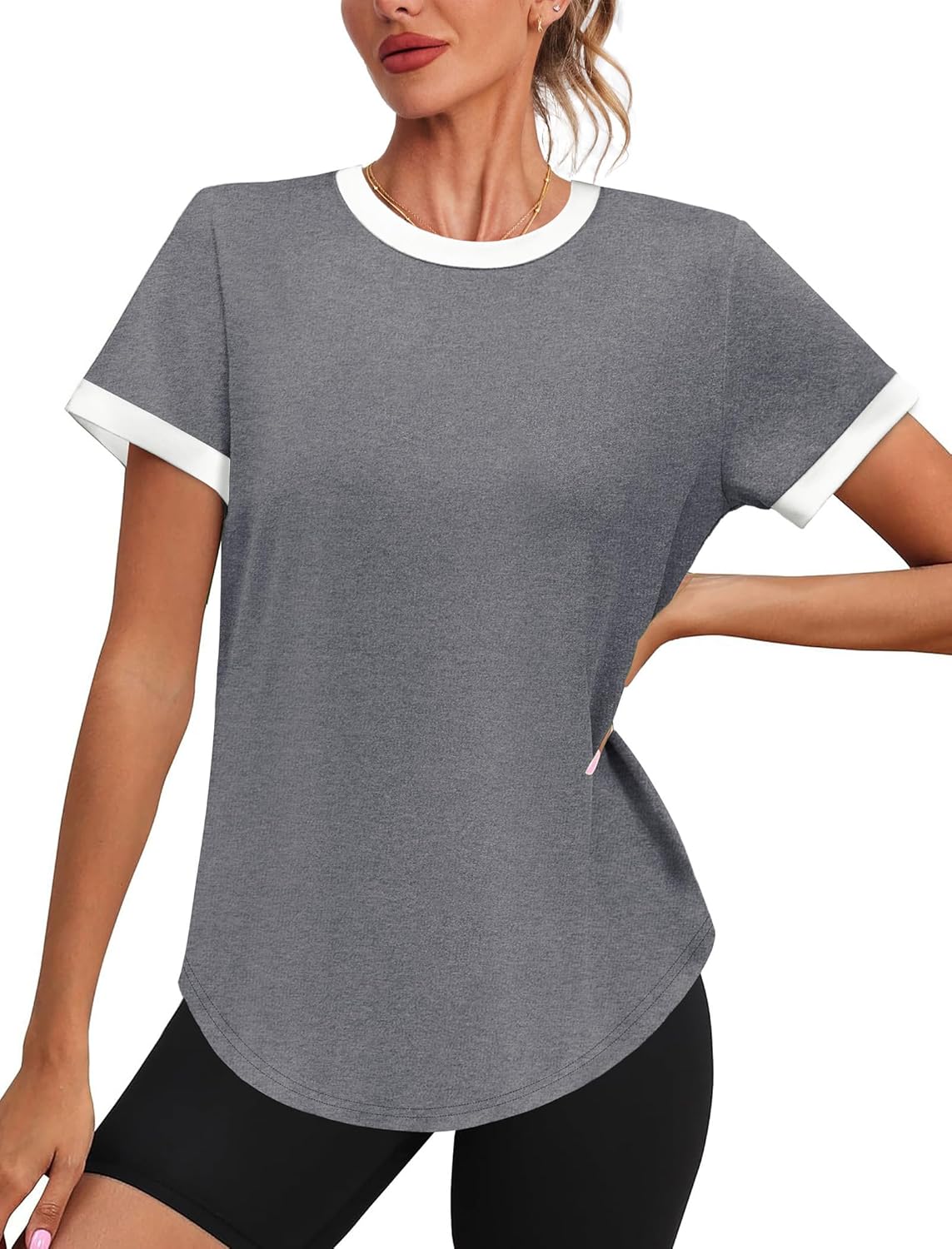 Skiennix Women's Workout Tops - Summer Short Sleeve Athletic Shirts with UPF 50+ Sun Protection