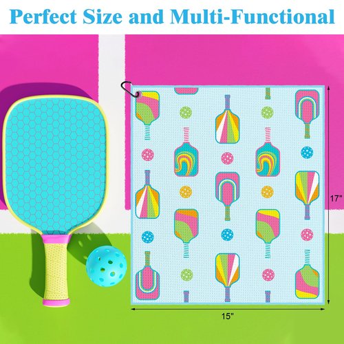 Hosuly 4 Pcs Dinkball Sports Towels Funny Microfiber Athletic Towels for Sweat with Carabiner Clip Dinkball Lover Gift Retirement Gift for Women Men(Classic Pickle)