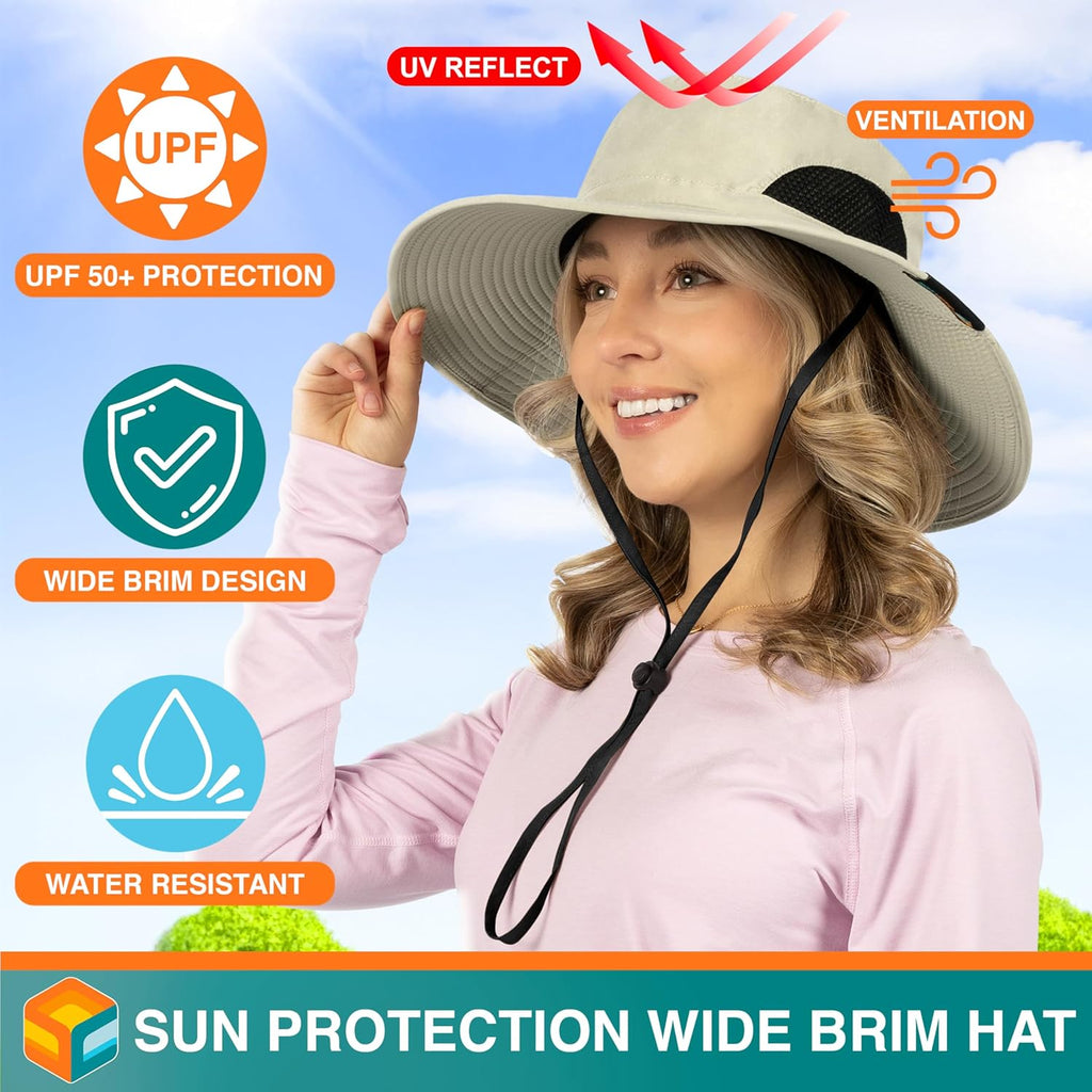 SUN CUBE Wide Brim Sun Hat - UV Protection Fishing & Hiking Bucket Hat | UPF 50+ for Men & Women