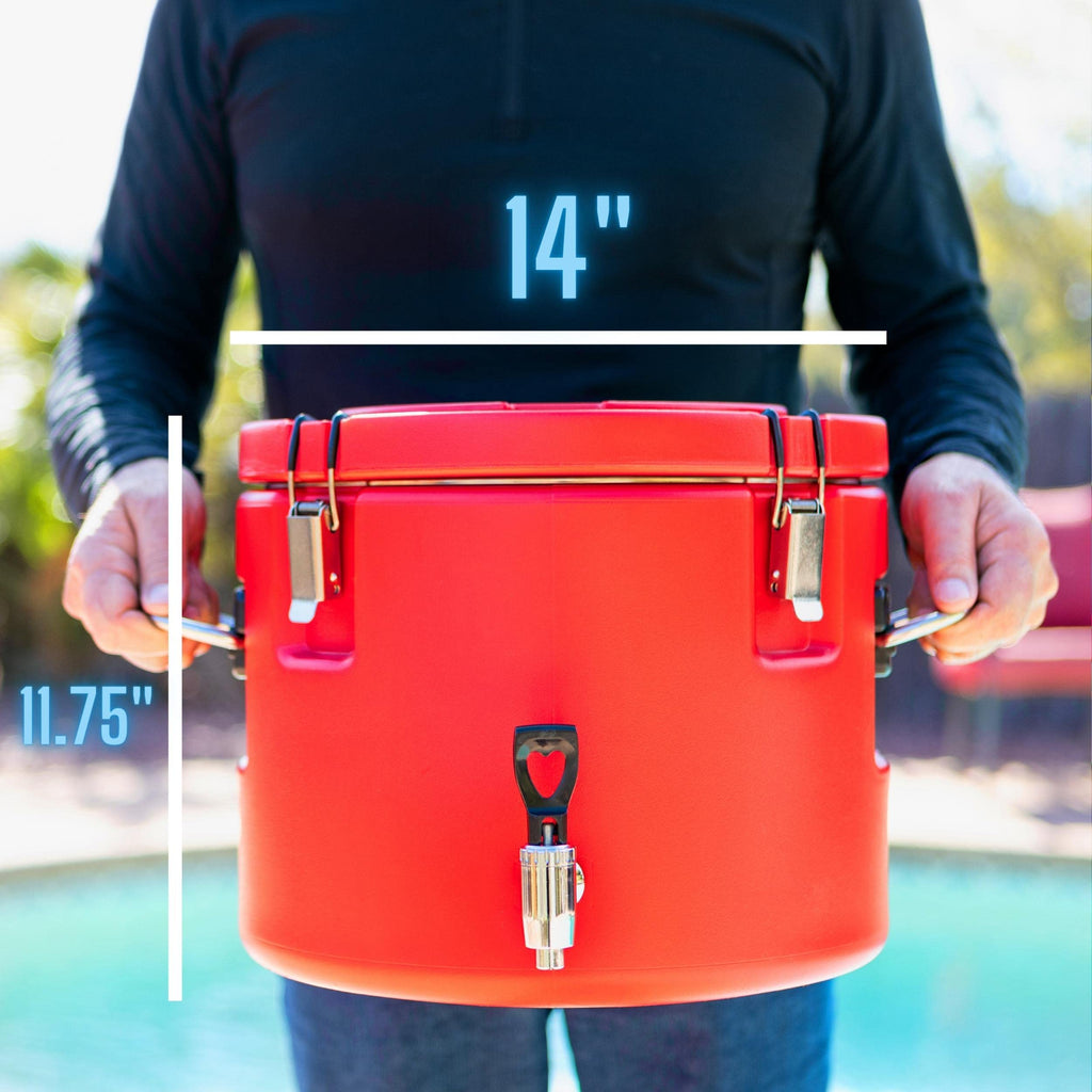 5 Gallon Insulated Beverage Cooler: 5 Gallon Water Dispenser - water dispenser with Stainless Steel Interior and Spout/Spigot, Portable Sports Cooler for Camping, Parties, and Outdoors (Red)