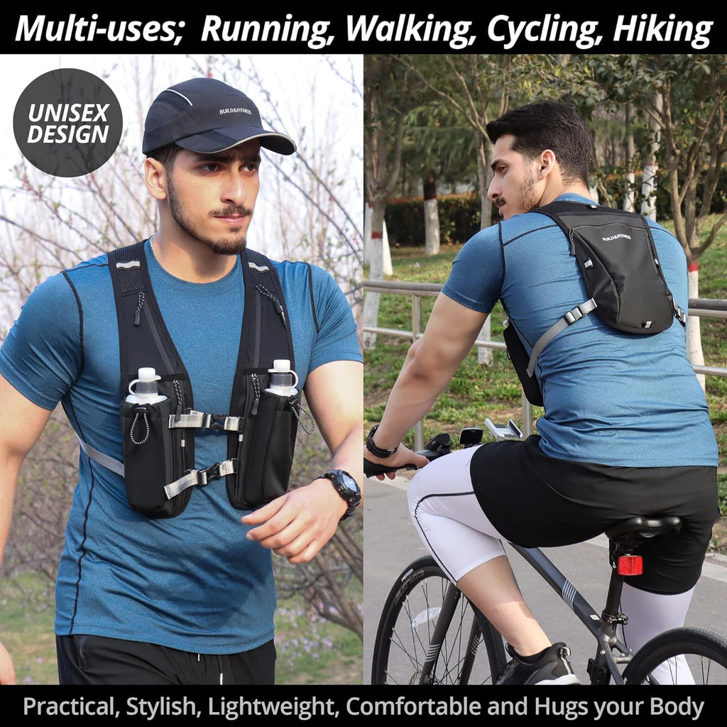 Skiennix Running Hydration Vest - Reflective, Quick Dry, Water-Resistant, 8 Pocket Design for Men & Women