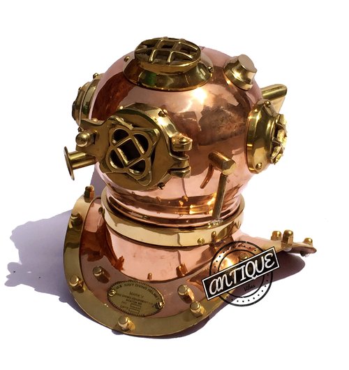 Dive Scuba Helmet Replica Table Decor Home/Office Deep Sea Diving Divers Helmet.Copper Antique Style.