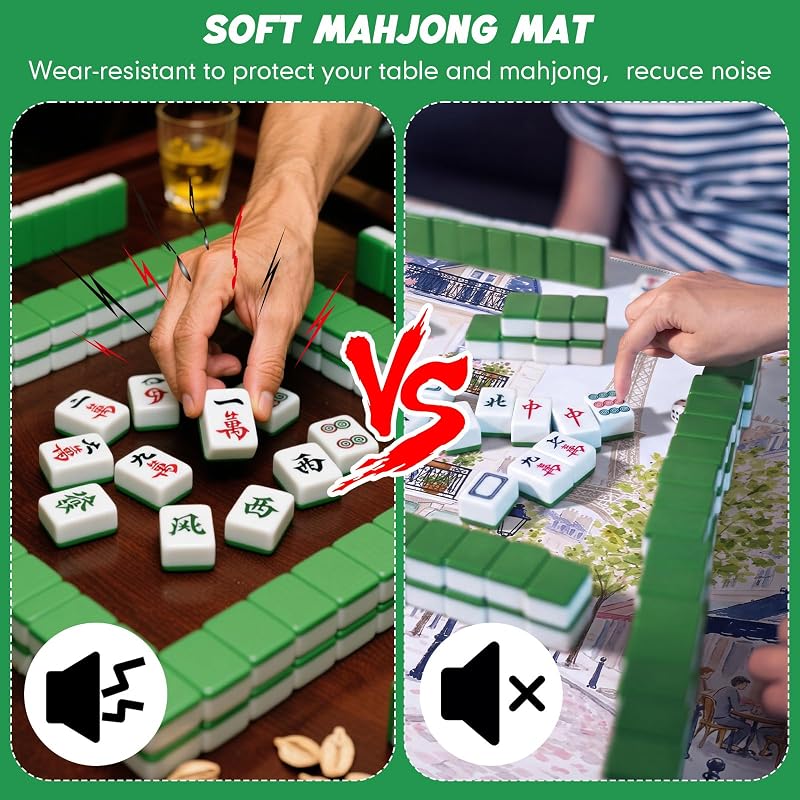 Dunzy Mahjong Mat with Bag 33" x 33" - Colorful Parisian Chic (Variation: Colorful Parisian Chic)