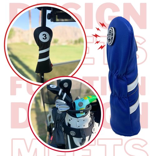 Madson Golf Cart Magnet Headcovers - Club Covers for Clubs, with Rubber Magnet for Secure Positioning and Quick Access, Magnetic Golfing Accessories, Cart Accessories (3 Wood - Blue and White)