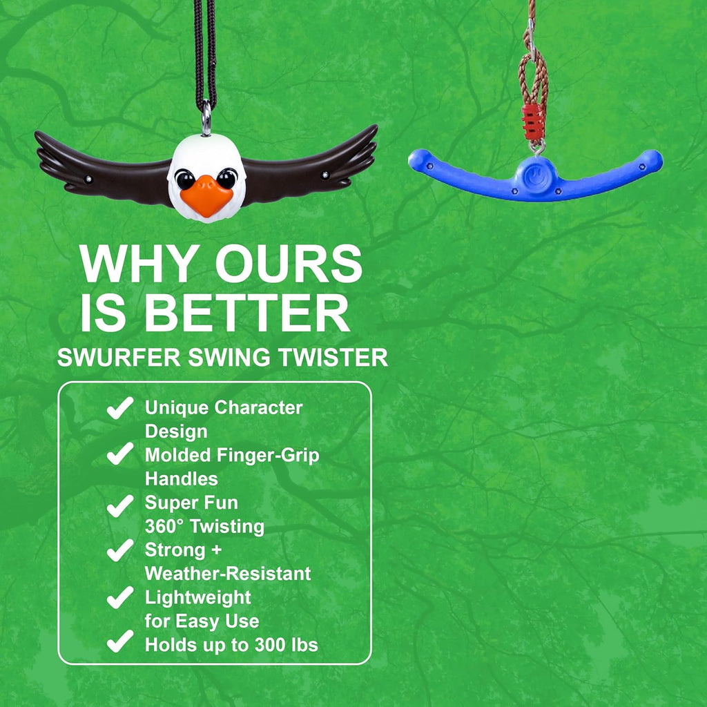 Swurfer Ninja Twister Swing Set - 360° Spin Toy for Kids | Durable Backyard Play, Easy Install, Up to 300lbs