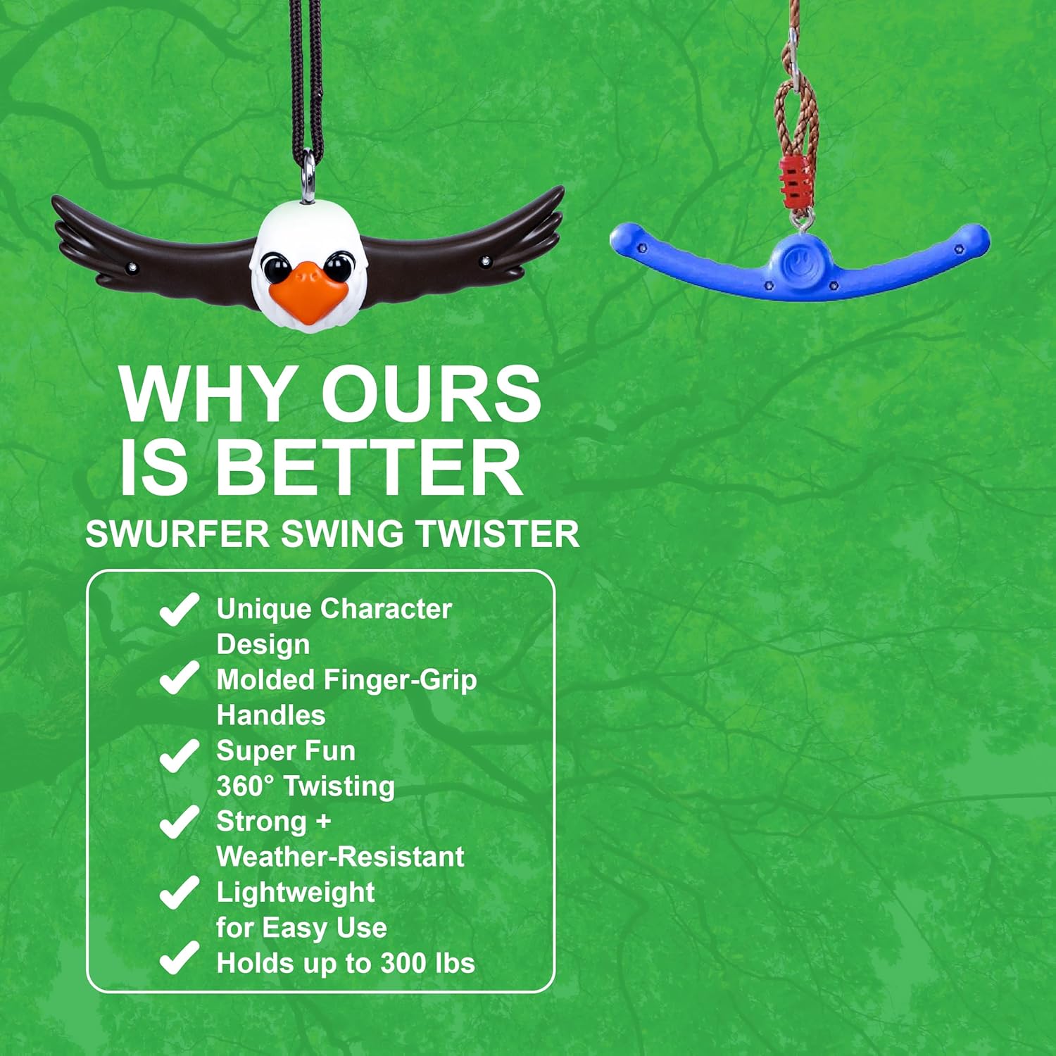 Swurfer Ninja Twister Swing Set - 360° Spin Toy for Kids | Durable Backyard Play, Easy Install, Up to 300lbs