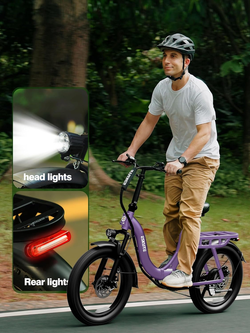 Skiennix 1200W Folding Electric Bike - 28MPH, 55-Mile Range, 10.4Ah Removable Battery, 20"x3" Fat Tires