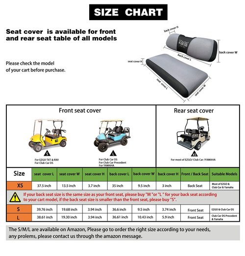 10L0L Golf Cart Front and Back Seat Cover Set for Club Car DS Precedent & Yamaha, Dress Up Your Old Golf Cart Seat - Black + Beige