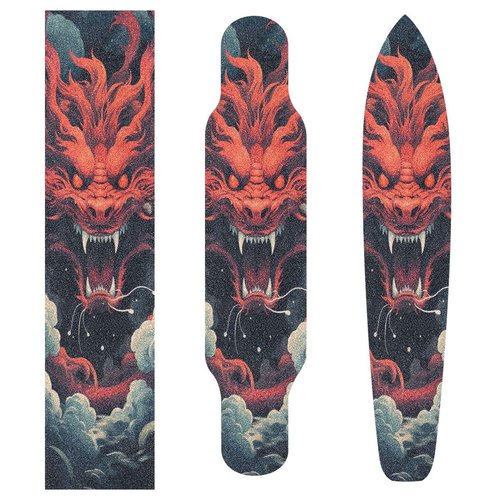 SDMKA Red Dragon Pattern Skateboard Grip Tape 9" x 33" Bubble Free Waterproof Skateboard Grip Tape Sheet Non Slip Griptape for Skateboard Longboard