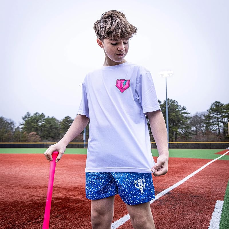 BL101 Youth Rain Delay Baseball Graphic Tee - Lightning Bolt Variation for Boys (YS-YXL)