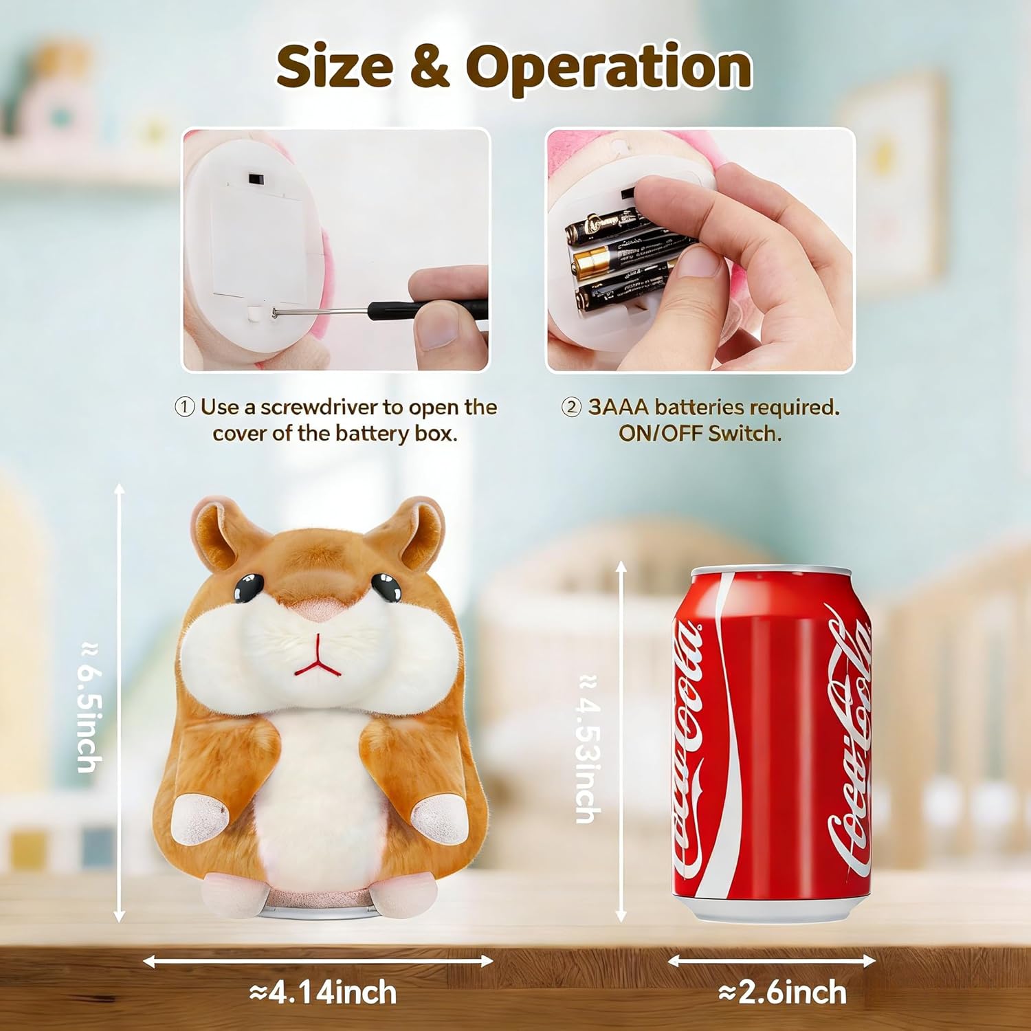 SANJOIN Talking Hamster Toy - Interactive Plush Repeater for Kids Ages 2-8 | Perfect Birthday Gift (Brown)