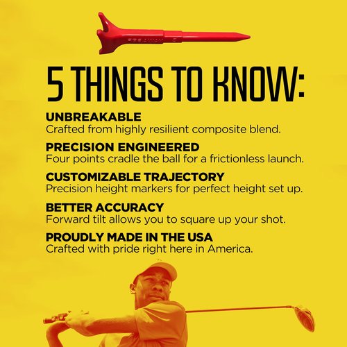 FIRE AWAY Premium Golf Tees, Reduced Ball Spin, Less Friction & Precision Height Markers for Perfect Trajectory, Made of Special Unbreakable Advanced Composite Blend (Pack of 4)