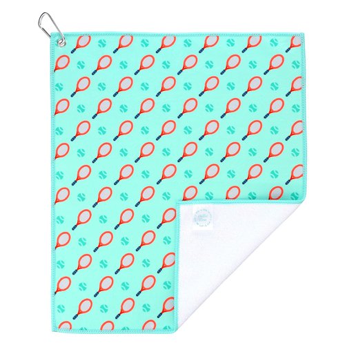 Millie Rose Tennis Towels in Multi Fashion Prints - Soft Microfiber Cotton 15x17 inch Tennis Towels with Carabiner Clip - Tennis Gifts (Tennis is Life)