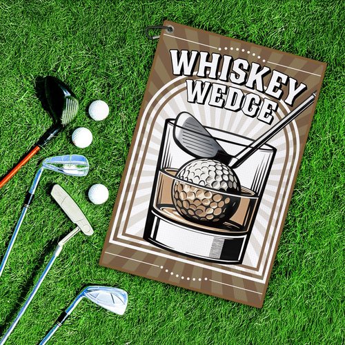 DYJYBMY Whiskey Wedge Brown Printed Golf Towel with Clip, Retro Golf Towel for Men, Anniversary Golfing Gifts for Husband, Retirement Thank You Gifts for Golfing Lover Family Dad Grandfather Uncle