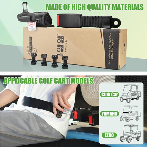 10L0L 4 PCS Universal Retractable Golf Cart Seat Belts Kit for Yamaha Club Car EZGO Go-Kart ATV UTV etc. Fits Installed in Front or Rear Seat (Not Include Bracket)