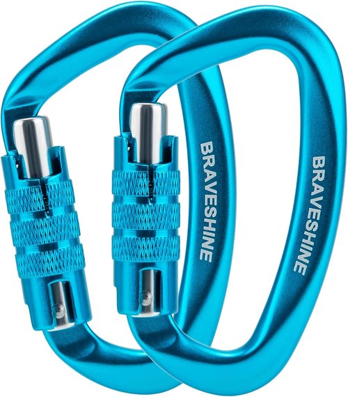 Heavy Duty Carabiner Clips 12KN Aluminum D Ring Double Locking Caribeaner Hooks
