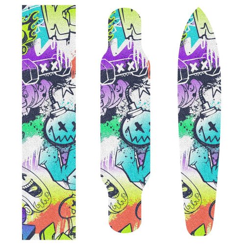 Kigai Street Art Graffiti Skateboard Grip Tape, Bubble Free Anti Slip Longboard Grip Tape Sheet Sticker Deck Sandpaper for Rollerboard, 33 x 9 Inch,g300868961p670c711s1496