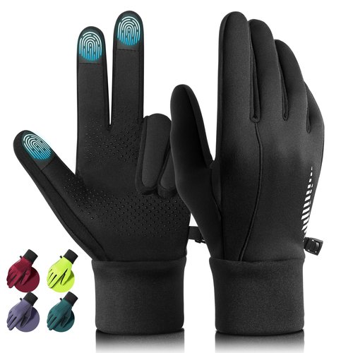 rivmount Winter Gloves Women Men, Cold Weather Touch Screen Liner Glove, Windproof 3-Layers, for Running, Cycling, Biking, Hiking, Driving(Black, Size S)