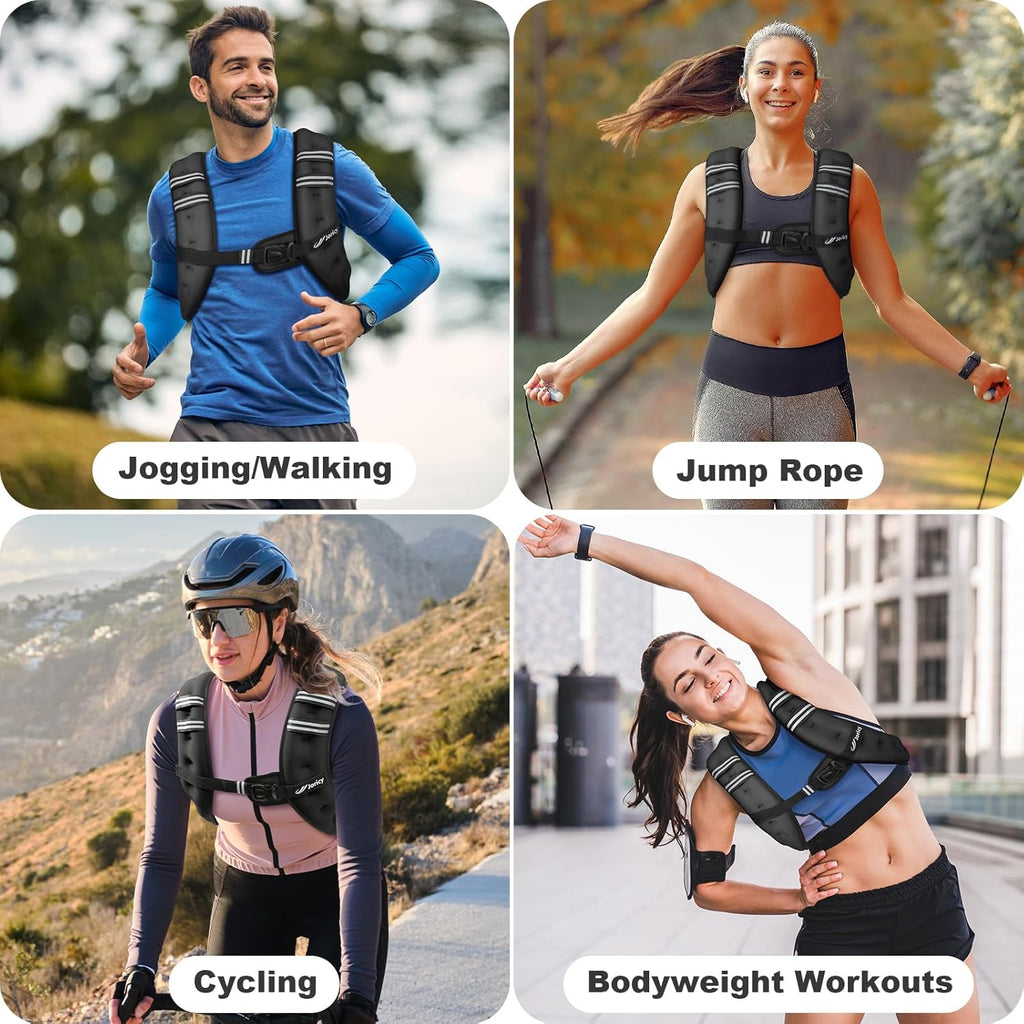 Skiennix Weighted Vest - Adjustable 5lb to 30lb for Enhanced Strength Training & Weight Loss | Reflective Stripes for Safety