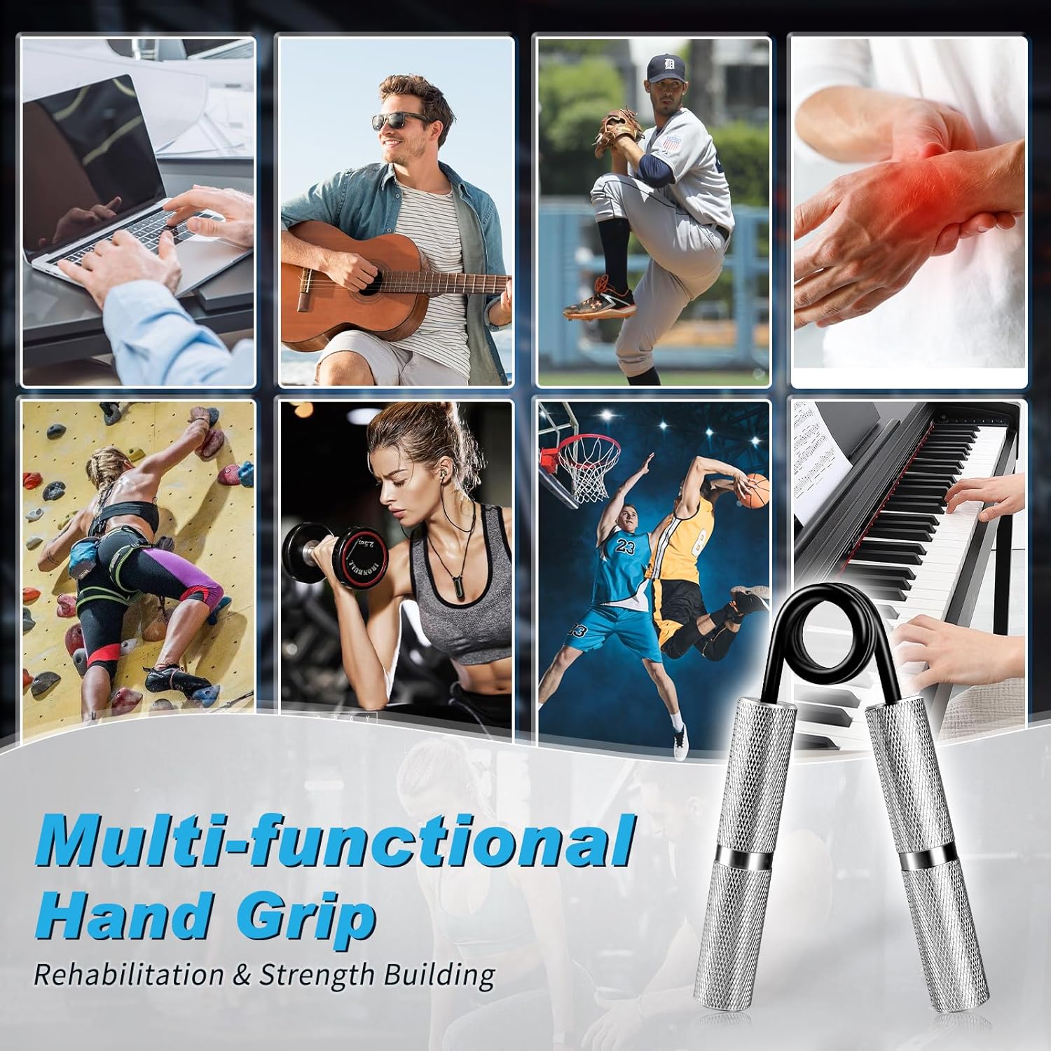 Skiennix Hand Gripper Strengthener Set | 50LB-300LB Grip Trainer for Muscle Building & Rehabilitation