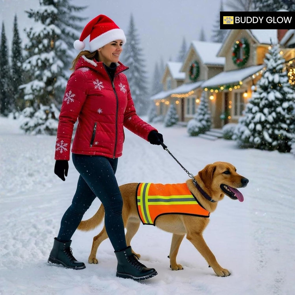 Skiennix Reflective Dog Vest - Hi-Visibility Blaze Orange Safety Vest, Adjustable & Lightweight for Outdoor Use | Water Resistant (Medium)