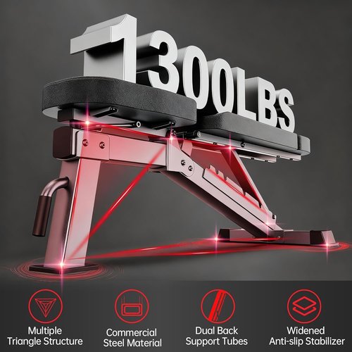 JOROTO Adjustable Weight Bench - 1300LBS Capacity for Home Gym | Incline, Decline & Flat Press, Foldable Design