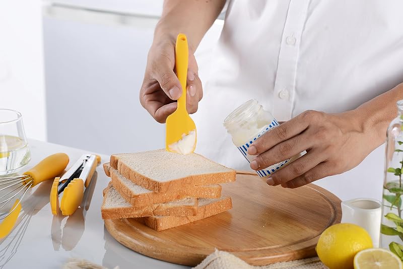 Silicone Cooking Utensil Set - 11 Pcs Heat-Resistant Kitchen Tools (Yellow) BPA Free