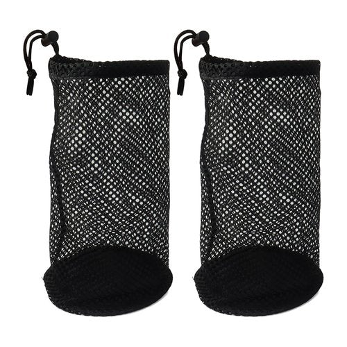 Klmnop 2Pcs Golf Ball Bag, Nylon Mesh Pouch Holds 48-56 Balls, Tee Pouch with Drawstring Storage Bag (Black)