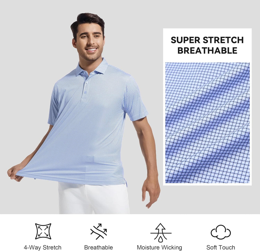 WARHORSEE Golf Polo Shirts - Men's Short Sleeve, Wrinkle-Free, 4-Way Stretch, Moisture-Wicking Performance