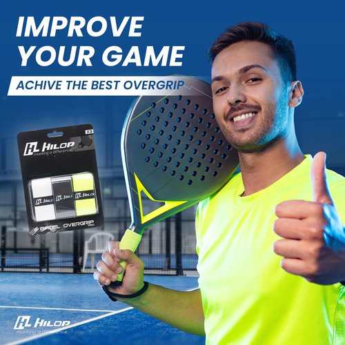 HILOP Padel overgrip (Black-White-Phosphorescent Yellow)