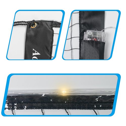 Aoneky Glow in The Dark LED Light Up 20ft Portable Badminton Net
