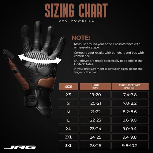 J.A.G. Motorcycle Gloves - Premium Leather Perforated Gloves with Knuckle Protection | Touchscreen Riding Gear for Men