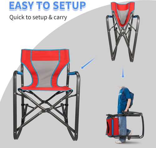 Northroad Oversized Rocking Camping Chair - Portable Folding Director Chair for Outdoor Use | Ideal for Backyard & Garden