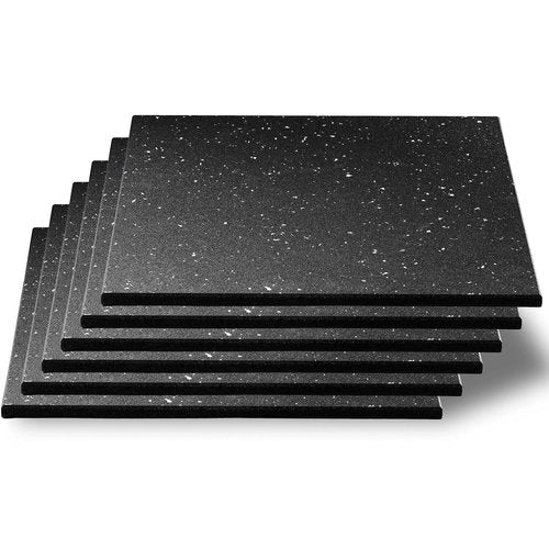 CyclingDeal 5/8" Thick High-Density Gym Floor Mats Tiles - 6 Pack 19.7”x19.7” Rubber Exercise Workout Equipment Ground Shock Absorbing Mat for Home Gym Garage - Black w/White Dots