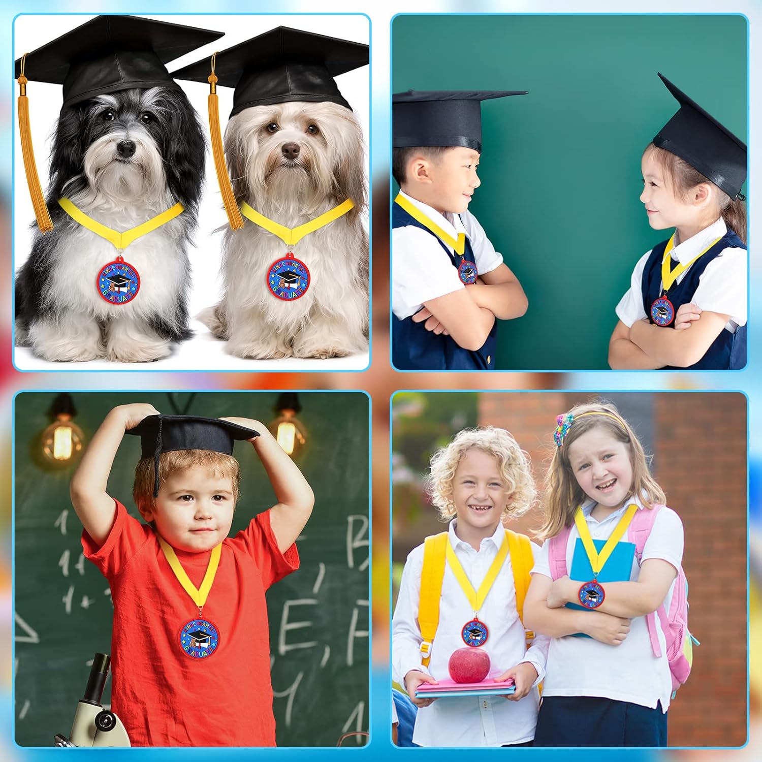 Sratte Graduation Medal for Kids - 2 Inch Preschool Award with Yellow Neck Ribbon | Perfect Party Favor