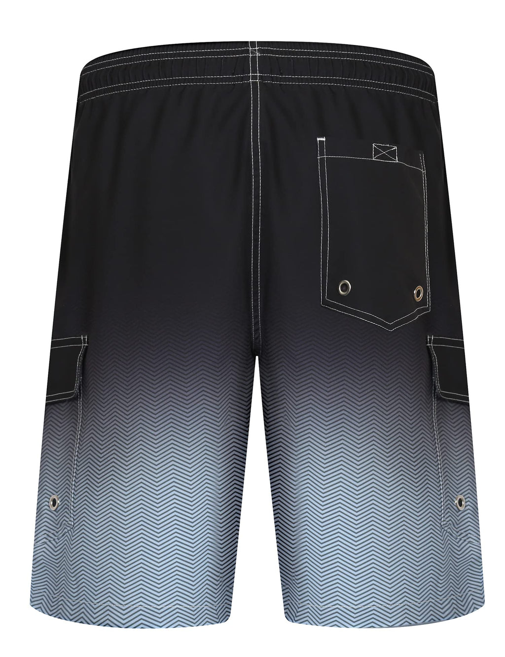 ELETOP Men's Swim Trunks Quick Dry Bathing Suit Swimming Board Shorts Mesh Lining Beach Swimwear Cargo Gradient Black S