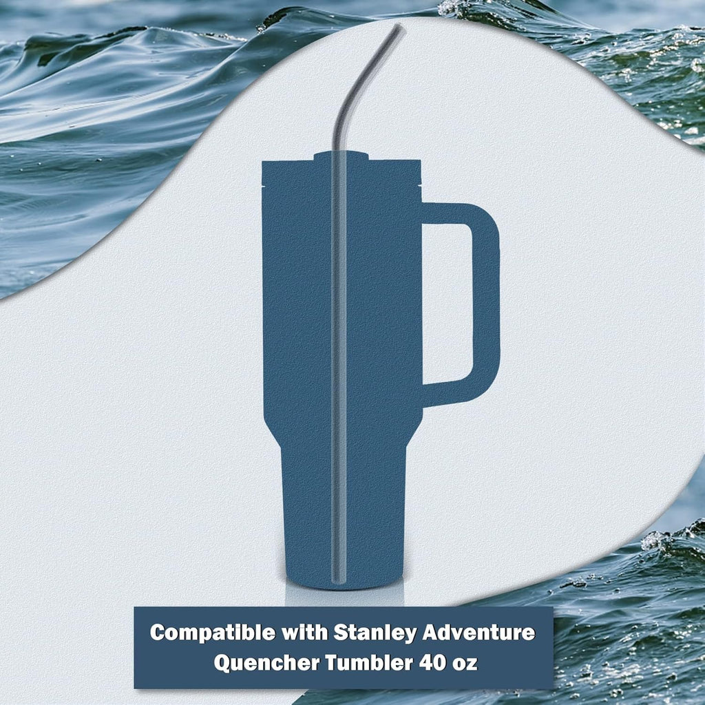 Skiennix Stainless Steel Straws for Stanley Quencher 40oz Tumbler - 12-Inch Reusable Set (3 Straight & 3 Bent)