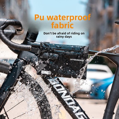 OFFBONDAGE Top Tube Bike Bag for Bicycle with 3-Digit Lock - Water-Resistant Bicycle Frame Bag Secure & Minimalist Bike Pouch Fits Road & Mountain