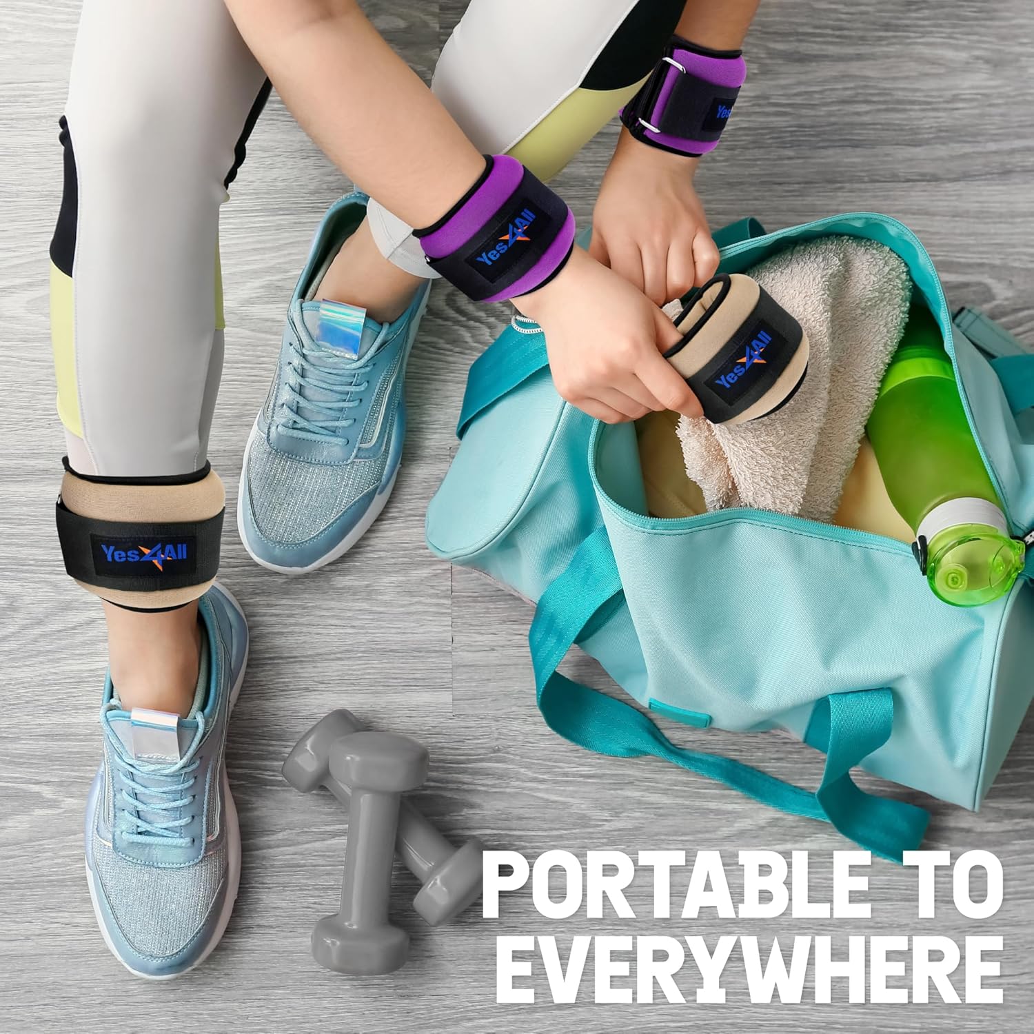 Yes4All Adjustable Wrist & Ankle Weights Pair | 1lb - 10lbs for Walking, Jogging, Pilates & Gym Fitness