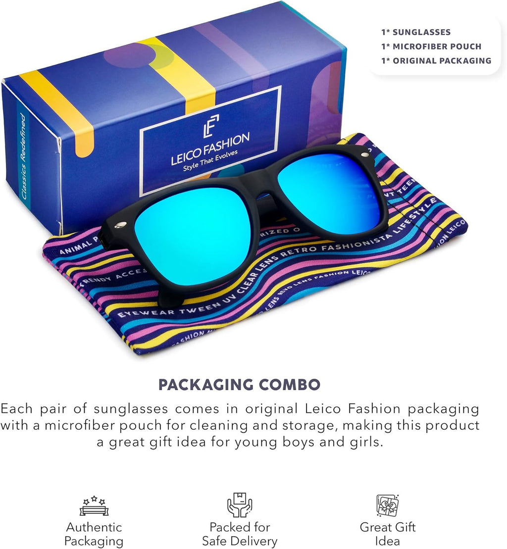 Skiennix Kids Polarized Retro Sunglasses - Shatterproof UV Protection for Ages 3-12